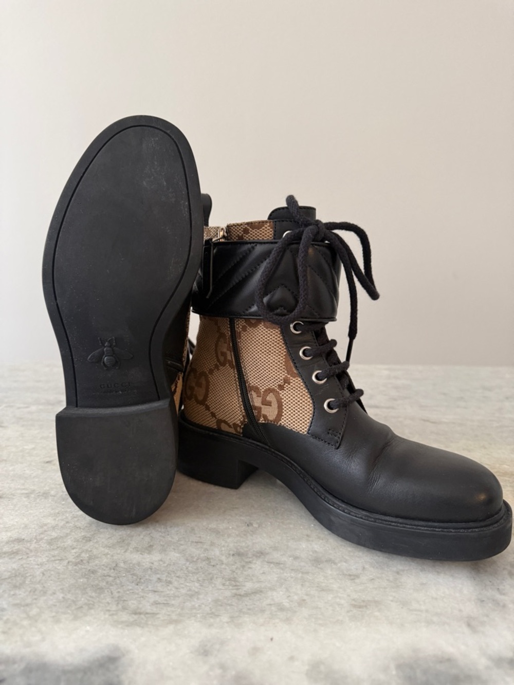 Gucci Flores Calfskin Monogram Maxi GG Ankle Boot - Picture 4 of 4